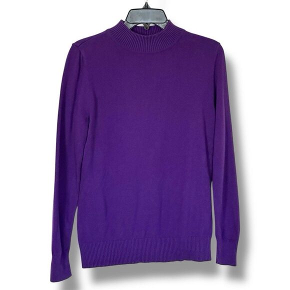Roz & Ali Mock neck Purple Comfy Sweater Size Medium - Picture 1 of 8